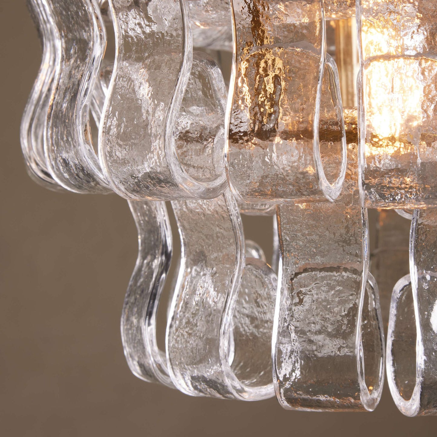 Hanglamp Retro met Gebogen Getextureerd Glas en Ketting