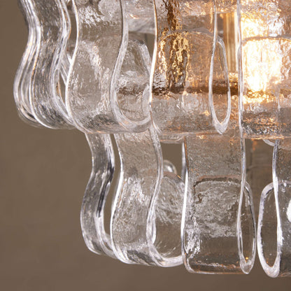 Hanglamp Retro met Gebogen Getextureerd Glas en Ketting