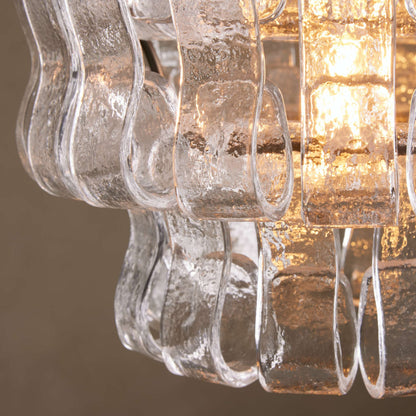 Hanglamp Retro met Gebogen Getextureerd Glas en Ketting