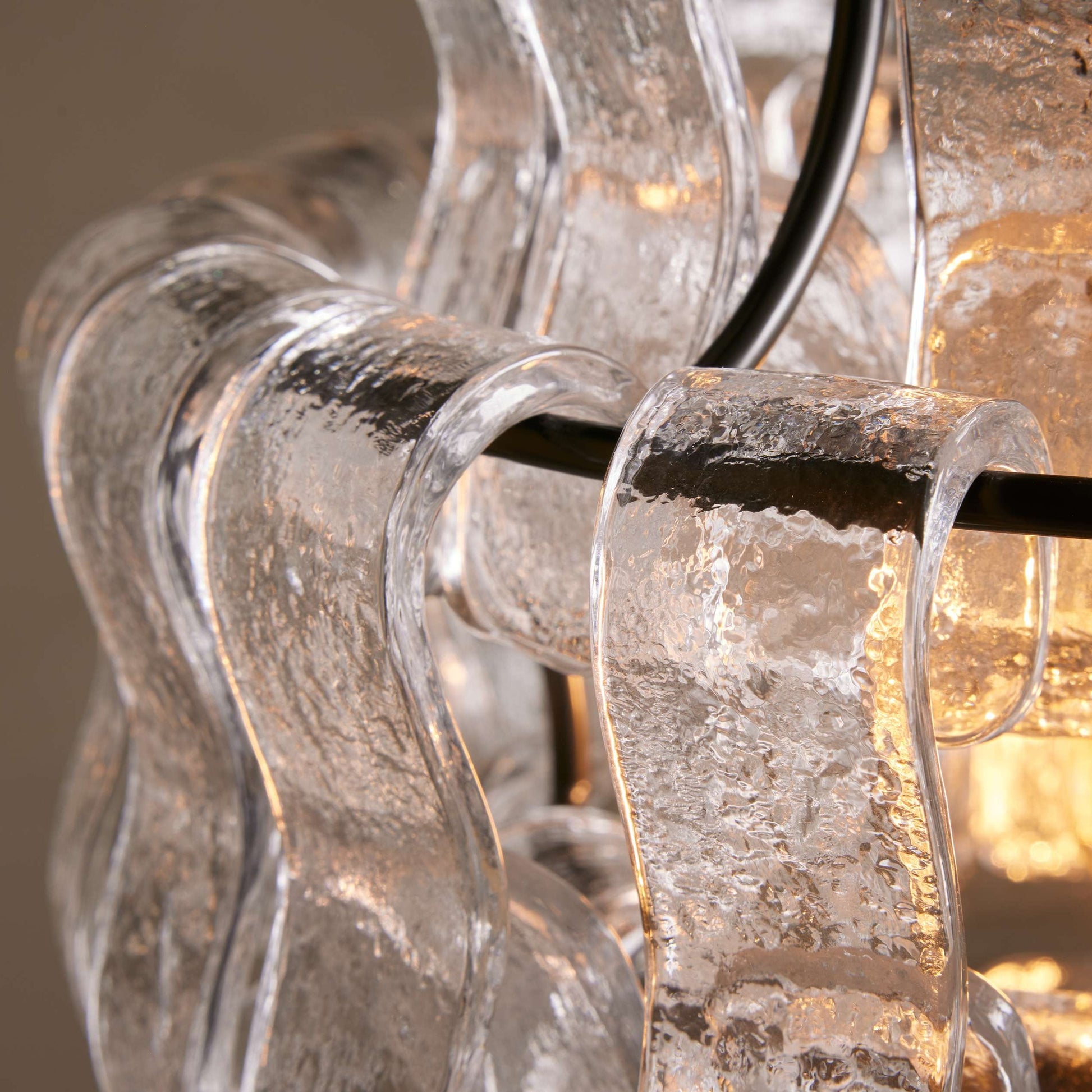 Hanglamp Retro met Gebogen Getextureerd Glas en Ketting