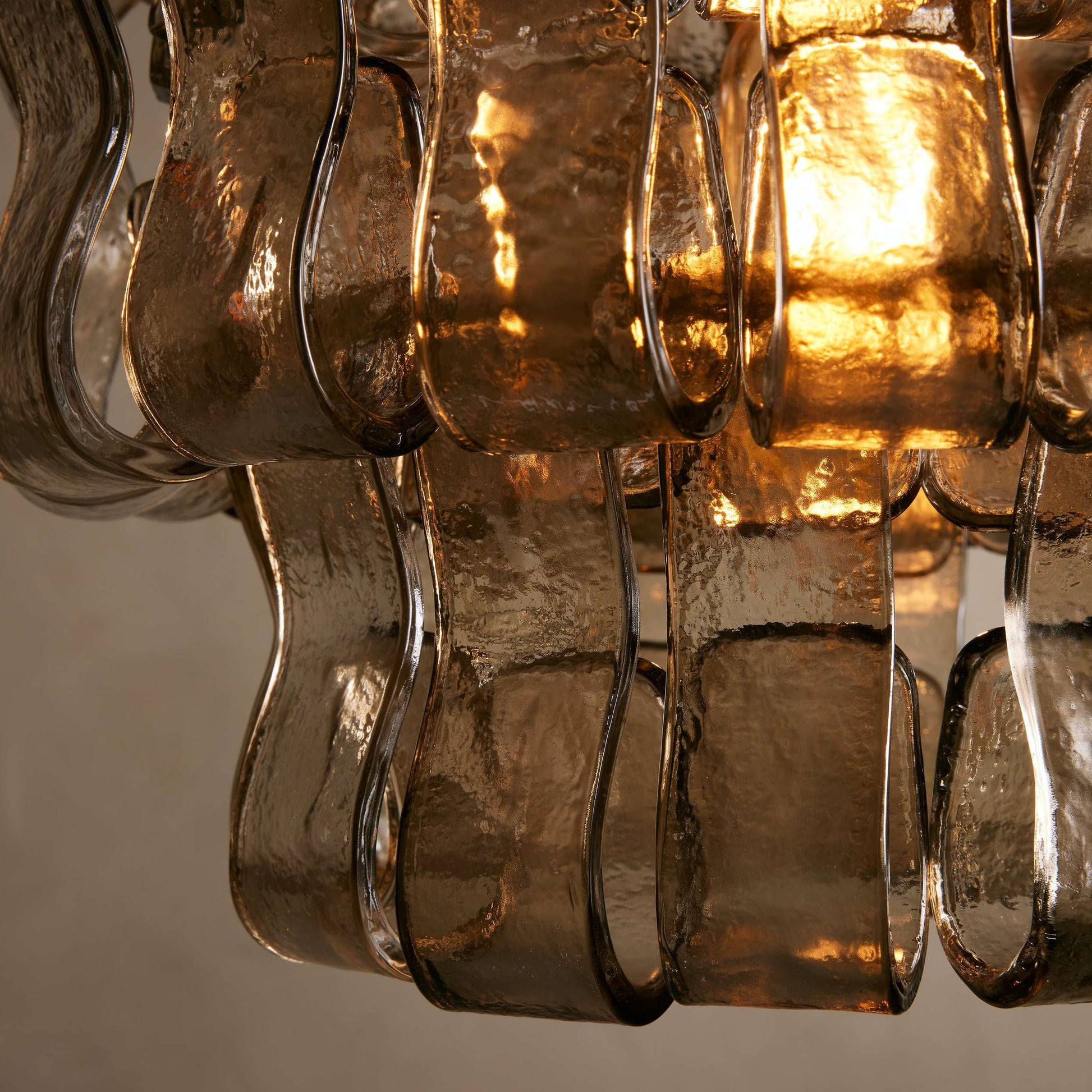 Hanglamp Retro met Gebogen Getextureerd Glas en Ketting