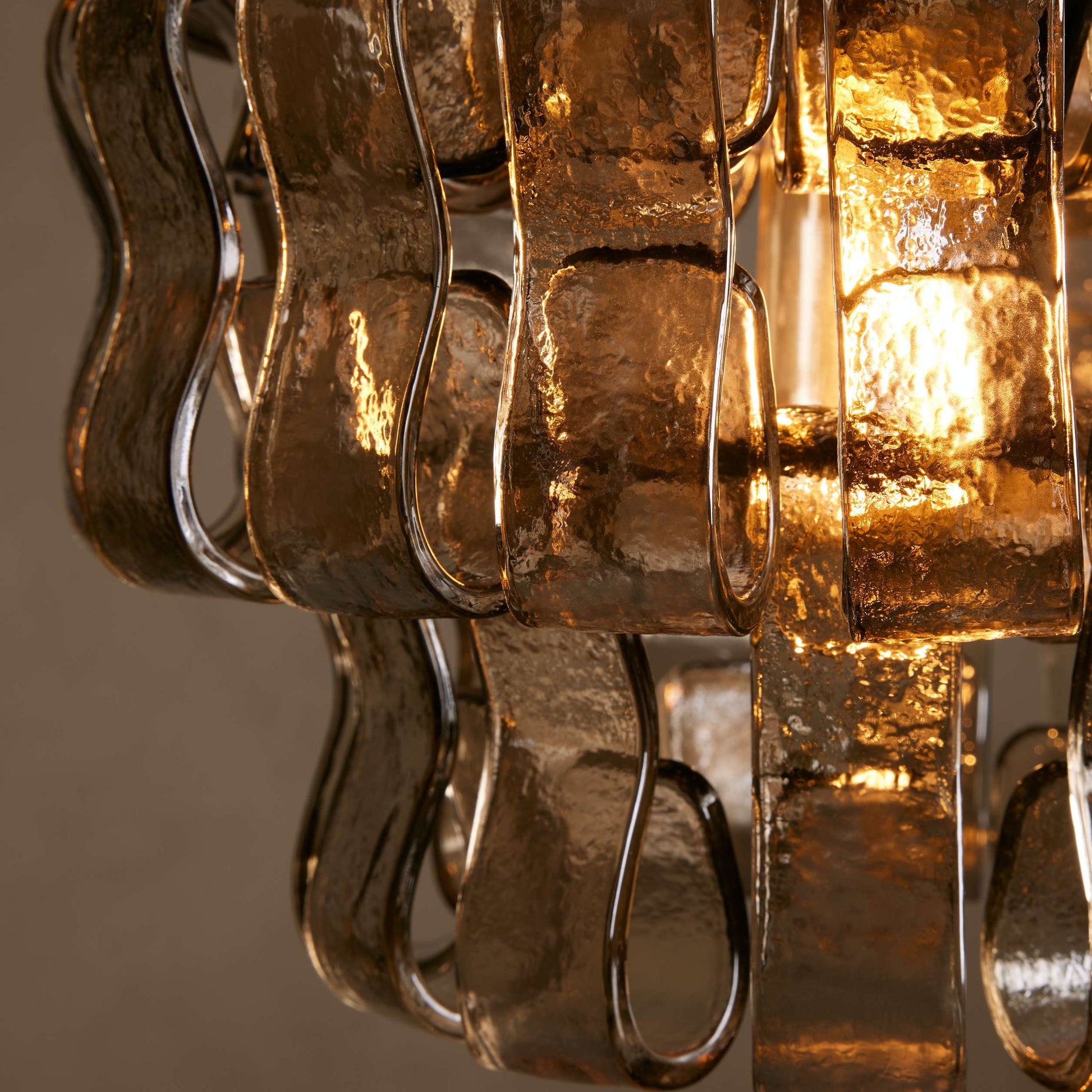 Hanglamp Retro met Gebogen Getextureerd Glas en Ketting