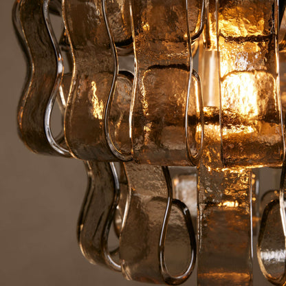 Hanglamp Retro met Gebogen Getextureerd Glas en Ketting