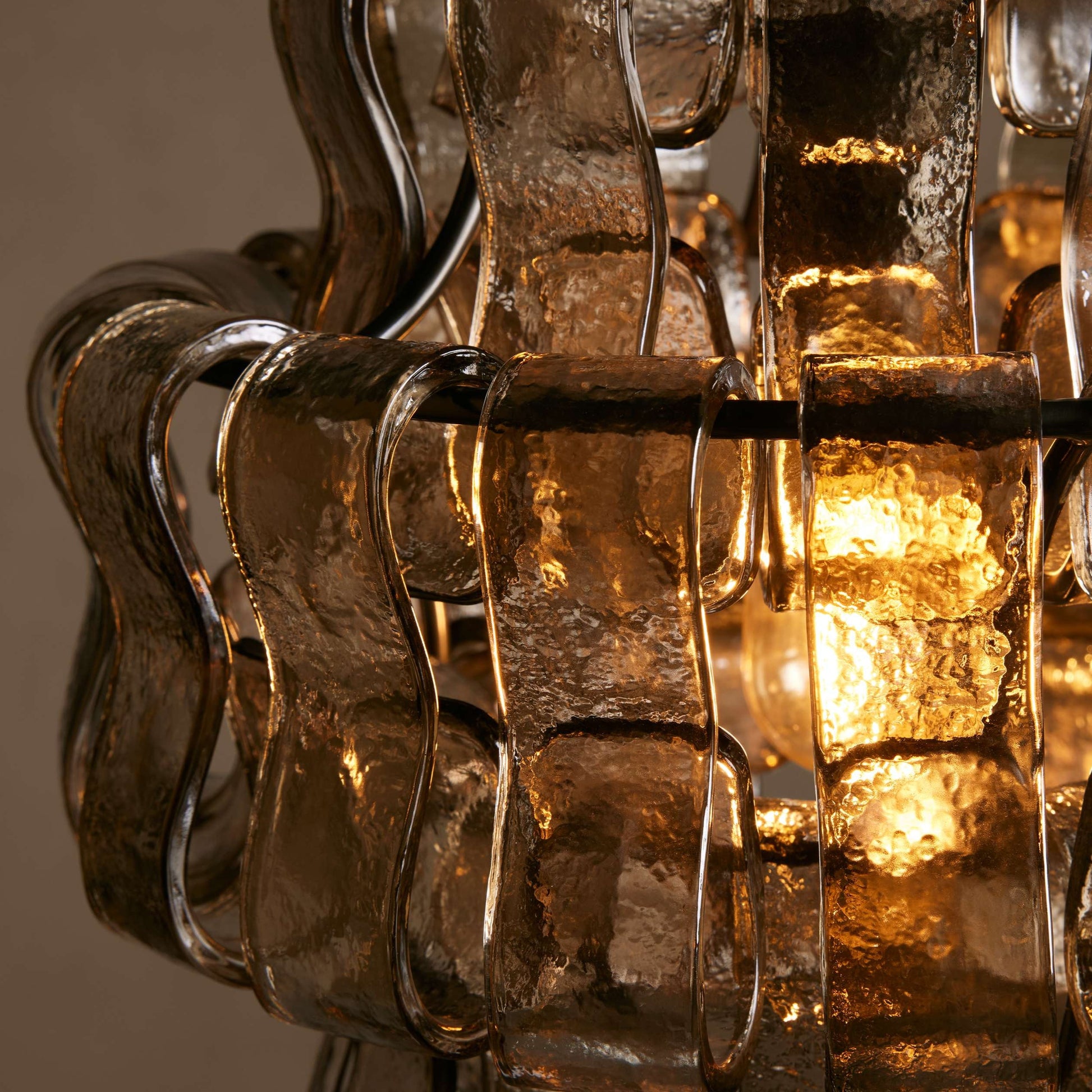 Hanglamp Retro met Gebogen Getextureerd Glas en Ketting
