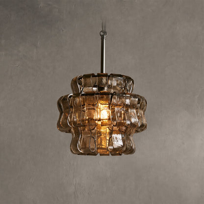 Hanglamp Retro met Gebogen Getextureerd Glas en Ketting