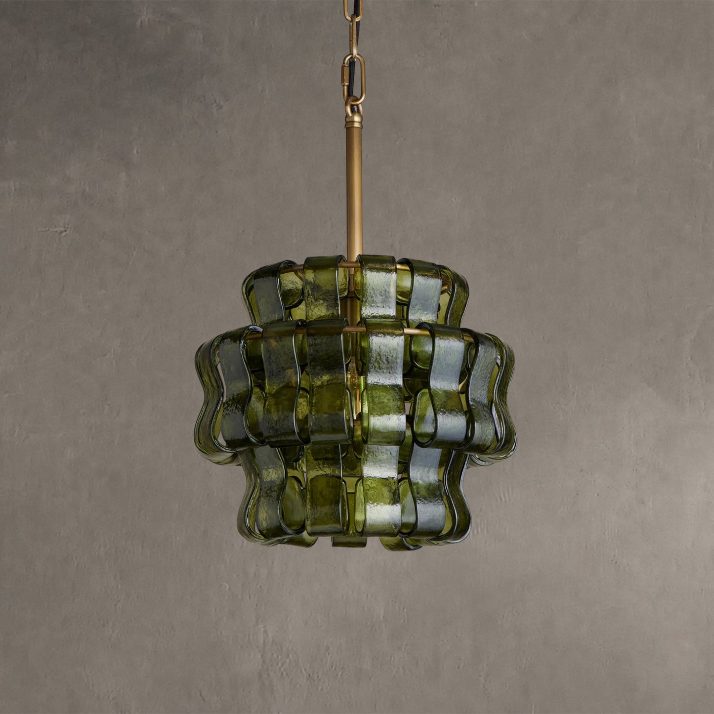 Hanglamp Retro met Gebogen Getextureerd Glas en Ketting