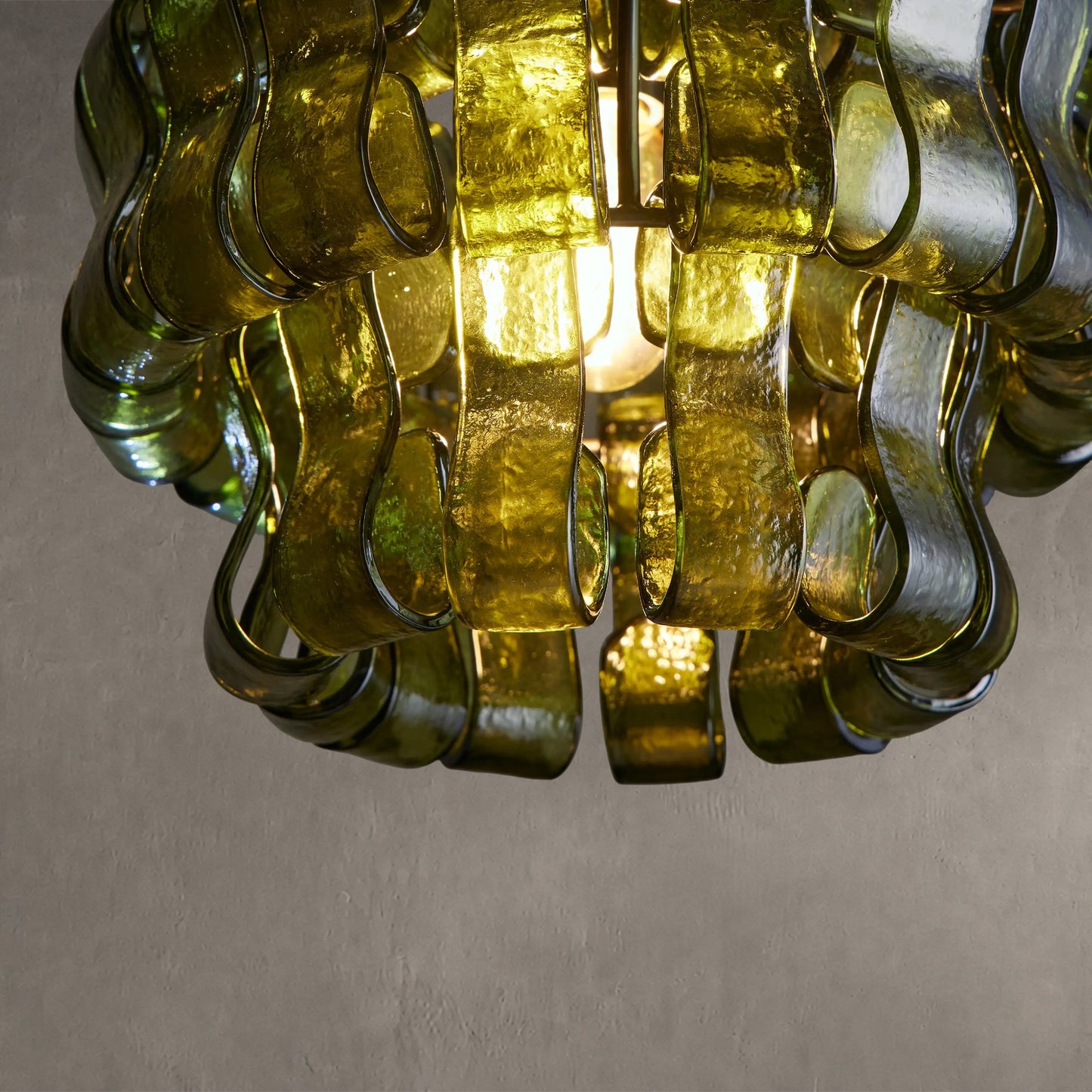 Hanglamp Retro met Gebogen Getextureerd Glas en Ketting