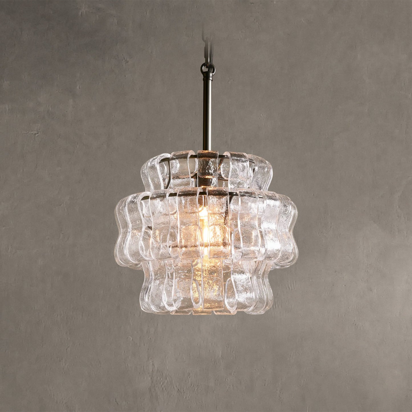Hanglamp Retro met Gebogen Getextureerd Glas en Ketting