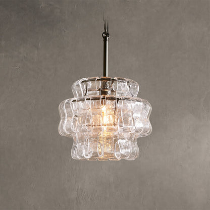 Hanglamp Retro met Gebogen Getextureerd Glas en Ketting