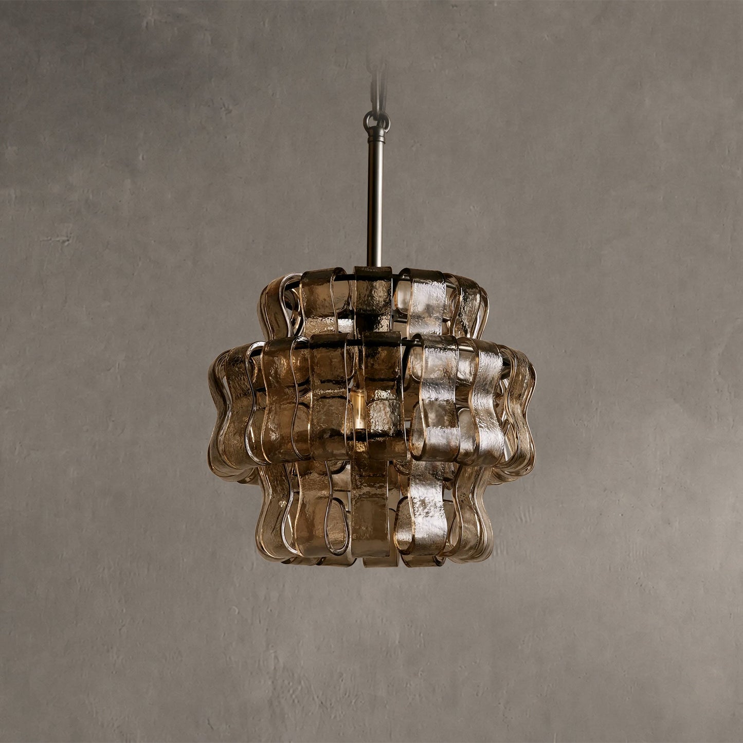 Hanglamp Retro met Gebogen Getextureerd Glas en Ketting