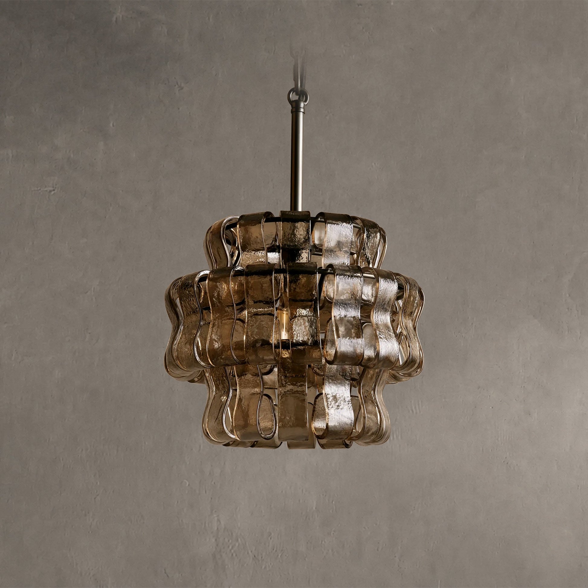 Hanglamp Retro met Gebogen Getextureerd Glas en Ketting