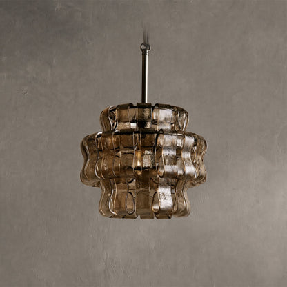Hanglamp Retro met Gebogen Getextureerd Glas en Ketting