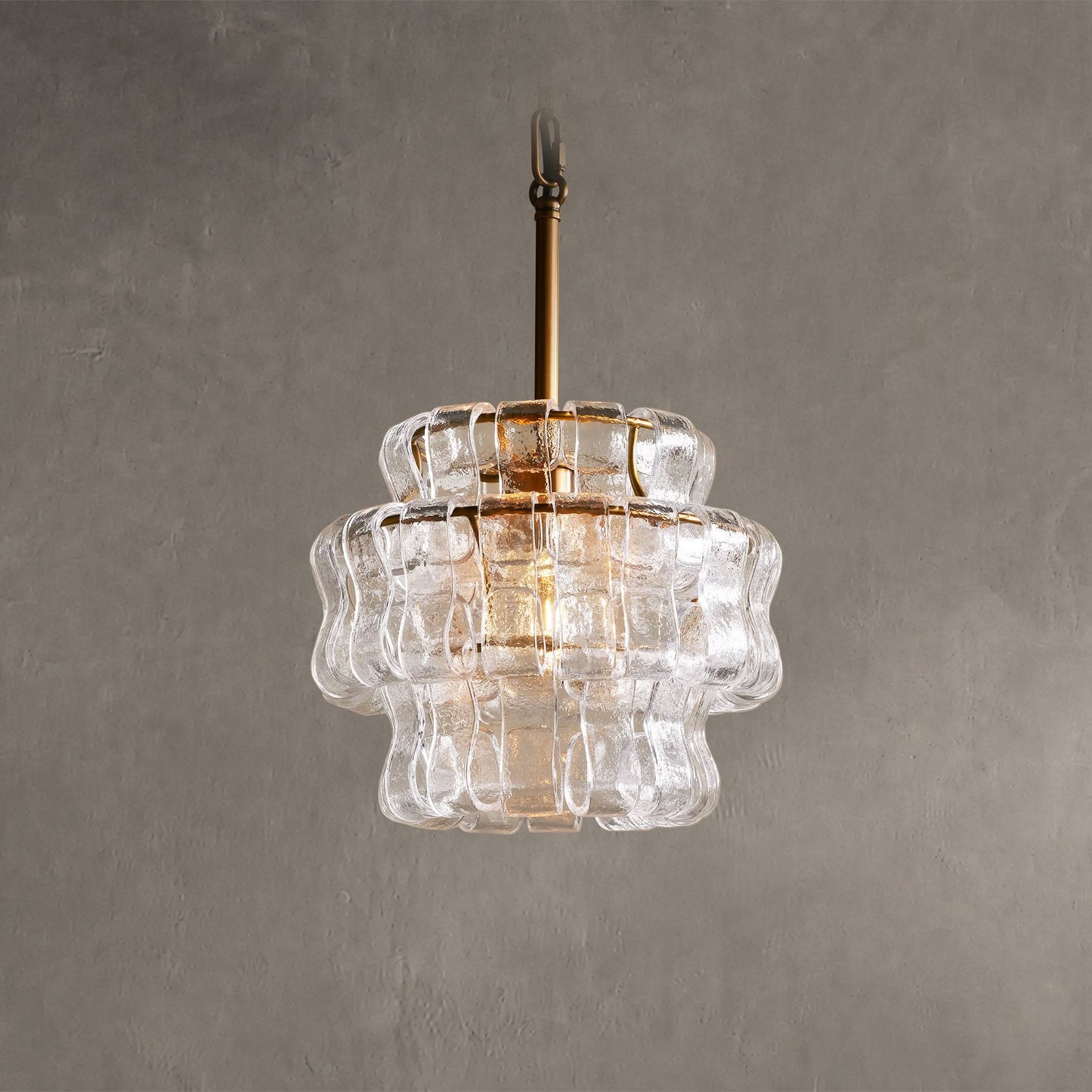 Hanglamp Retro met Gebogen Getextureerd Glas en Ketting