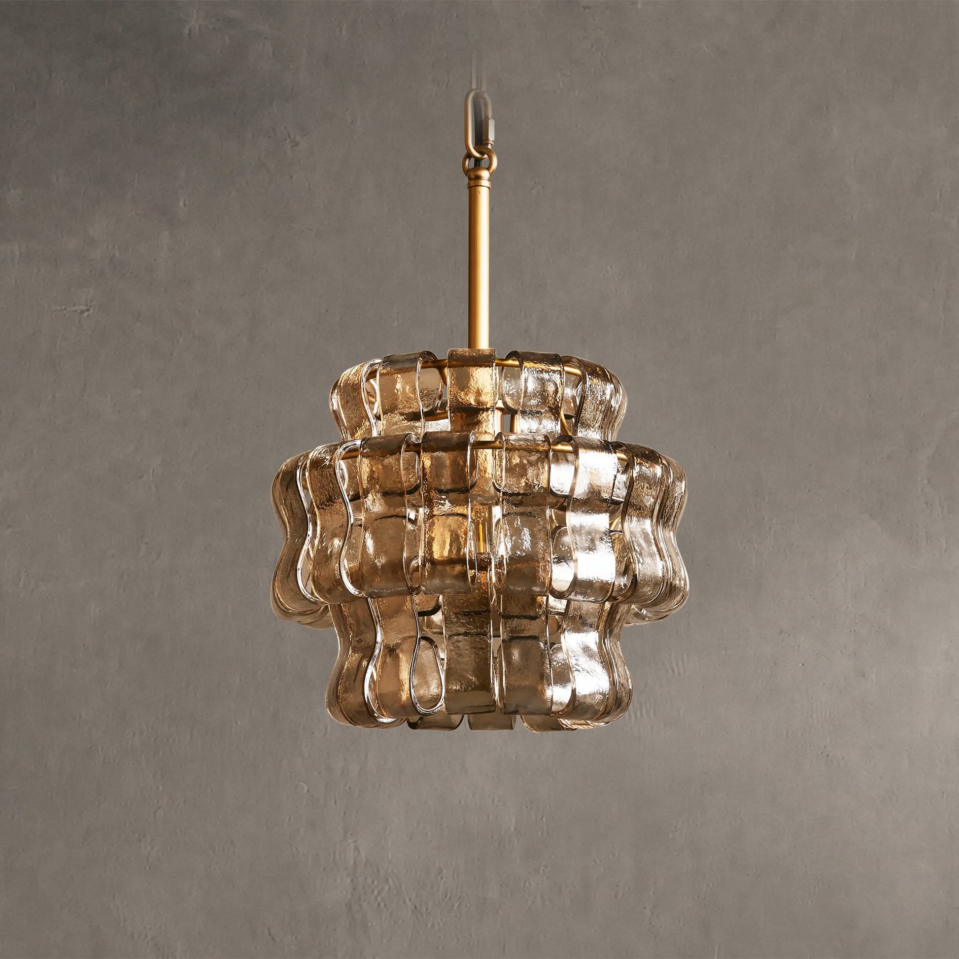 Hanglamp Retro met Gebogen Getextureerd Glas en Ketting