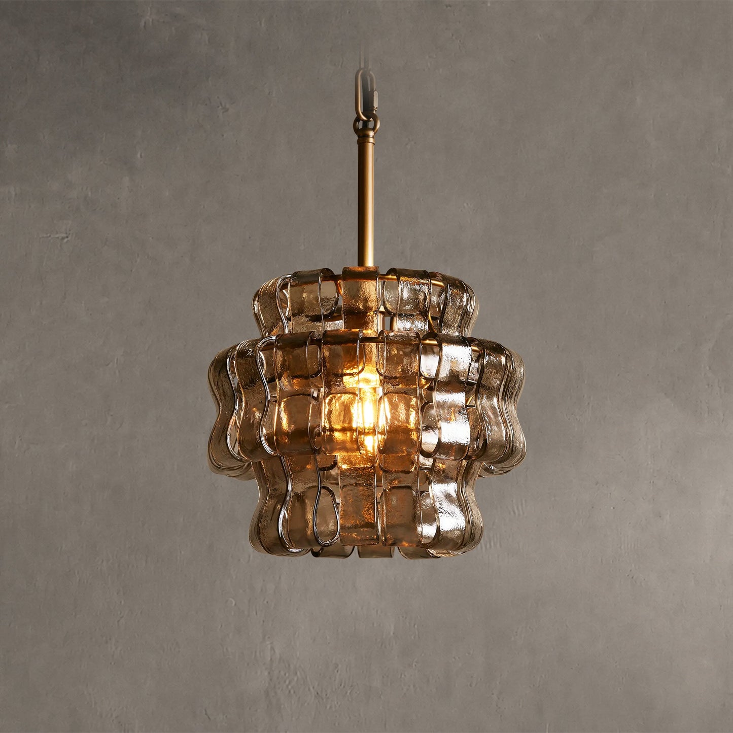Hanglamp Retro met Gebogen Getextureerd Glas en Ketting