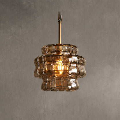 Hanglamp Retro met Gebogen Getextureerd Glas en Ketting