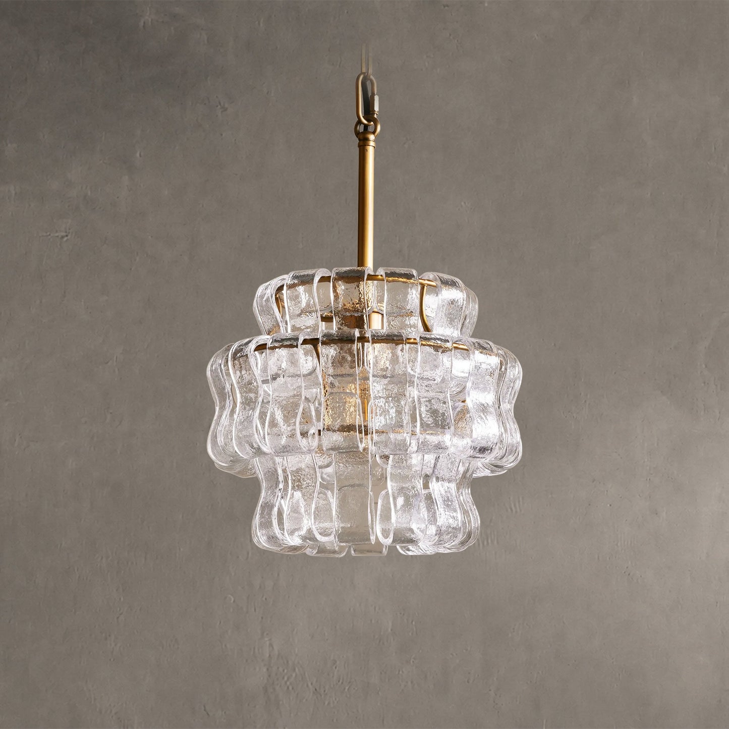 Hanglamp Retro met Gebogen Getextureerd Glas en Ketting