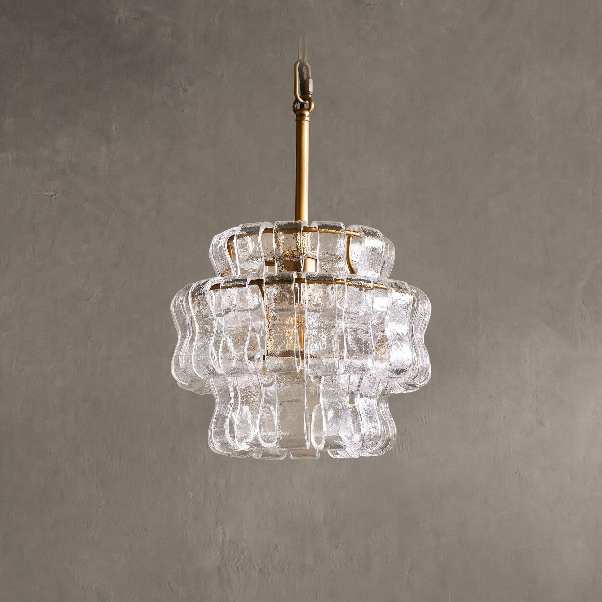 Hanglamp Retro met Gebogen Getextureerd Glas en Ketting