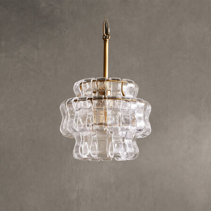 Hanglamp Retro met Gebogen Getextureerd Glas en Ketting
