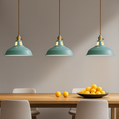 Hanglamp Retro met Gekleurde Metalen Kap en Gedraaid Snoer