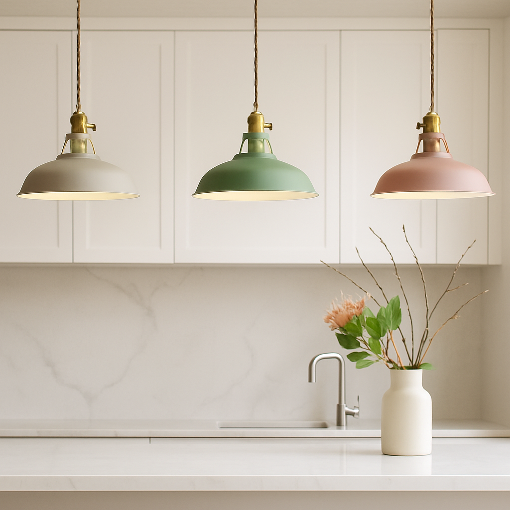 Hanglamp Retro met Gekleurde Metalen Kap en Gedraaid Snoer
