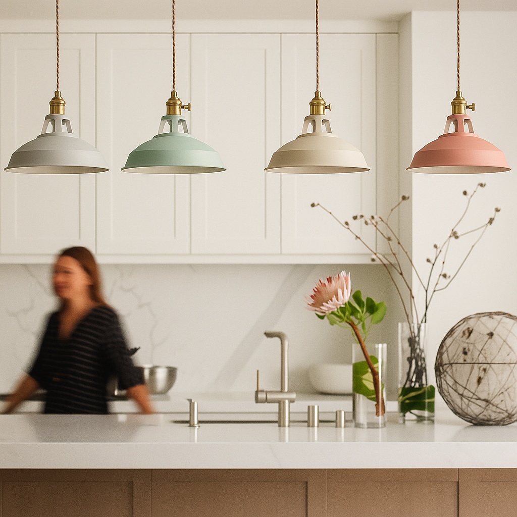 Hanglamp Retro met Gekleurde Metalen Kap en Gedraaid Snoer