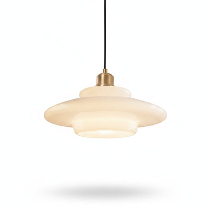 Hanglamp Retro met Gelaagde Glazen Kap en Messing Fitting