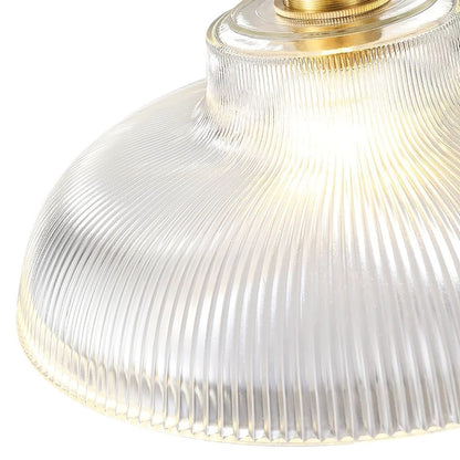 Hanglamp Retro met Geribbelde Glazen Kap en Messing Fitting E27