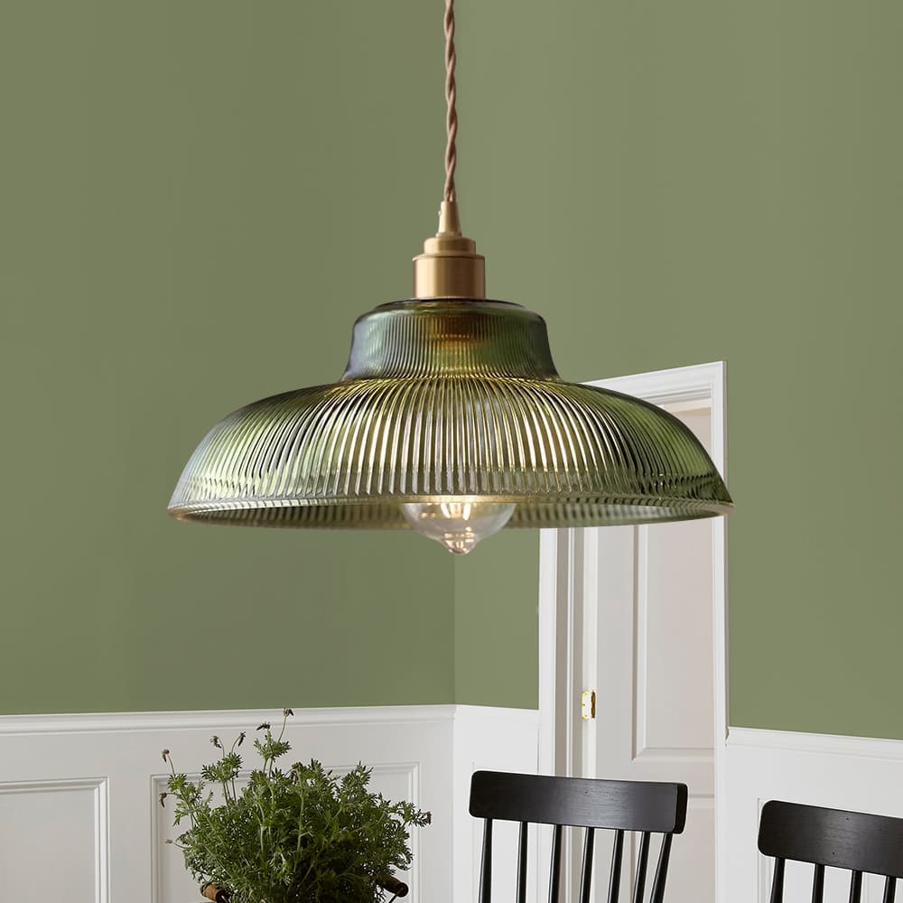 Hanglamp Retro met Geribbelde Glazen Kap en Messing Fitting E27