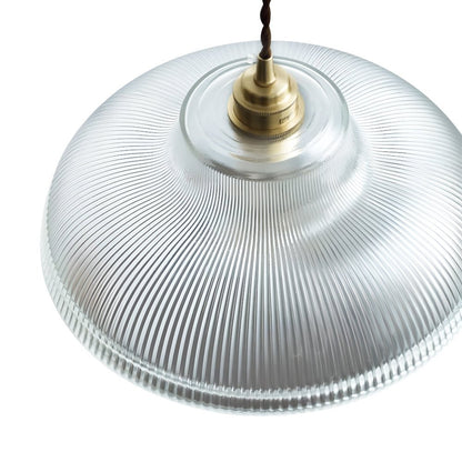 Hanglamp Retro met Geribbelde Glazen Kap en Messing Fitting E27