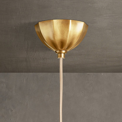 Hanglamp Retro met Geribbelde Ronde Kap en Messing Afwerking