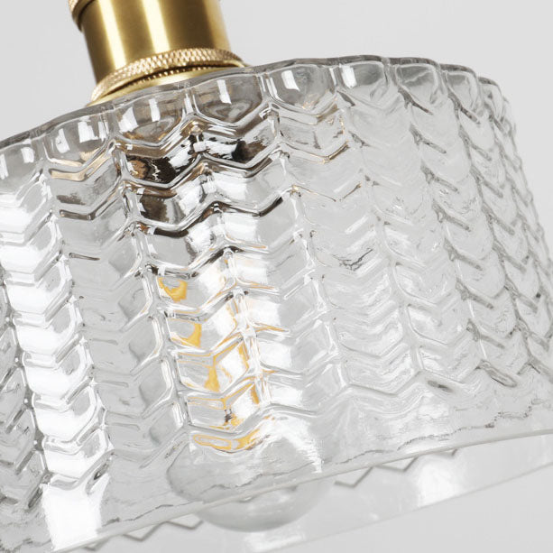Hanglamp Retro met Getextureerde Glazen Kap en Messing Fitting