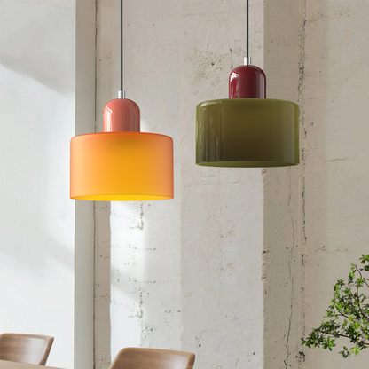 Hanglamp Retro met Glazen Cilinderkap en Verstelbare Ophoogte