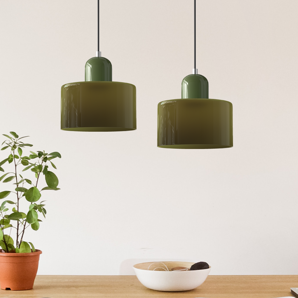 Hanglamp Retro met Glazen Cilinderkap en Verstelbare Ophoogte