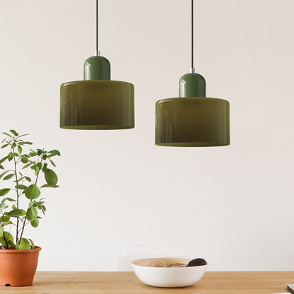 Hanglamp Retro met Glazen Cilinderkap en Verstelbare Ophoogte