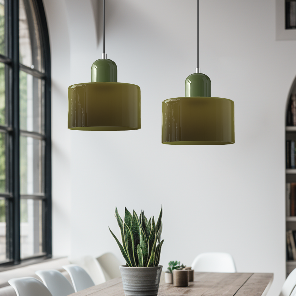 Hanglamp Retro met Glazen Cilinderkap en Verstelbare Ophoogte