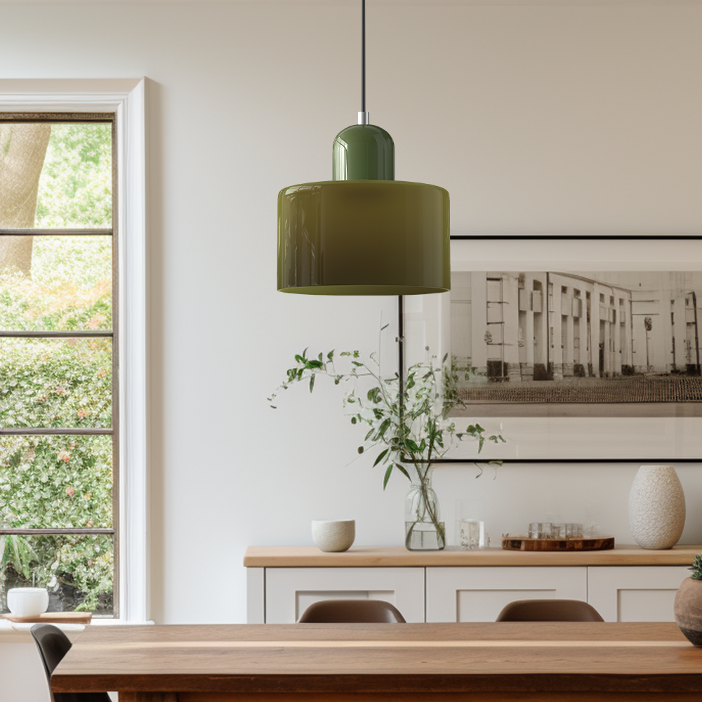 Hanglamp Retro met Glazen Cilinderkap en Verstelbare Ophoogte