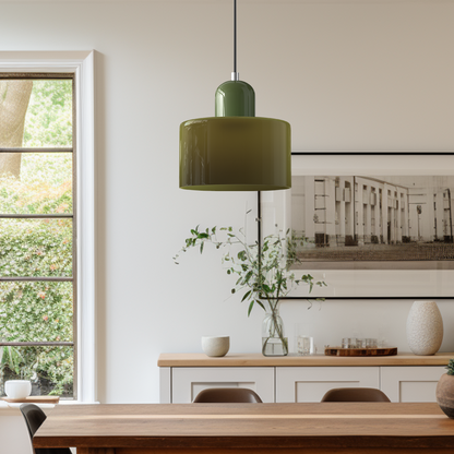 Hanglamp Retro met Glazen Cilinderkap en Verstelbare Ophoogte