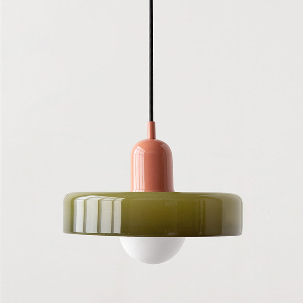 Hanglamp Retro met Glazen Kap en Ronde Bol Lichtbron