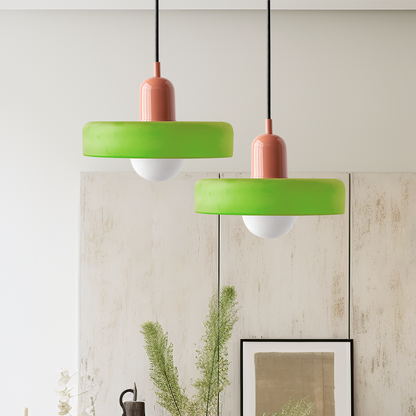 Hanglamp Retro met Glazen Kap en Ronde Bol Lichtbron