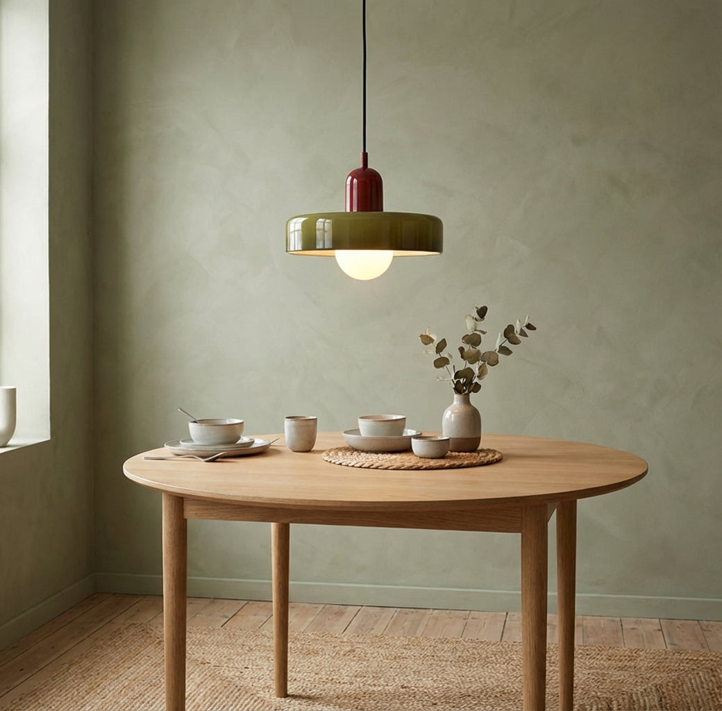 Hanglamp Retro met Glazen Kap en Ronde Bol Lichtbron
