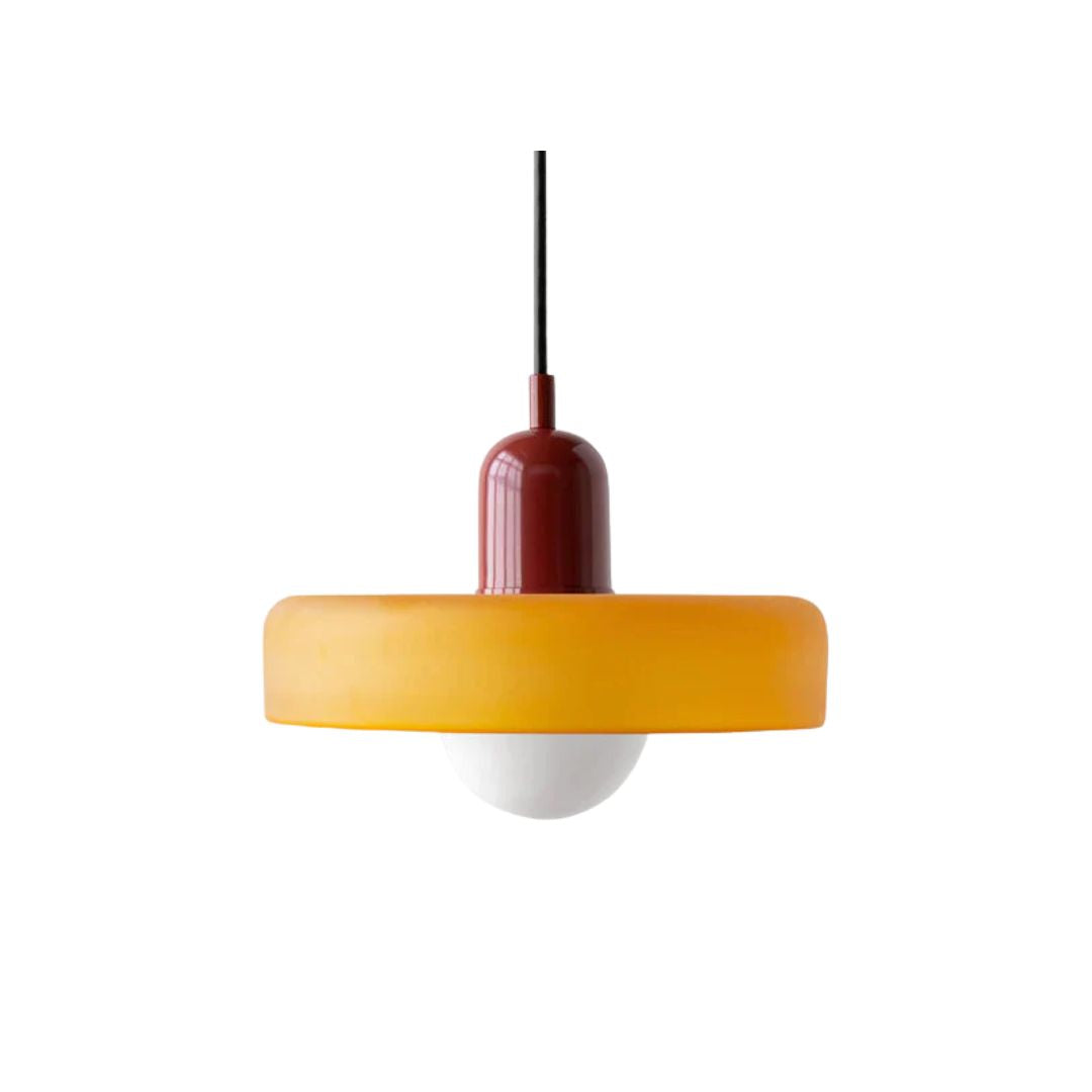 Hanglamp Retro met Glazen Kap en Ronde Bol Lichtbron