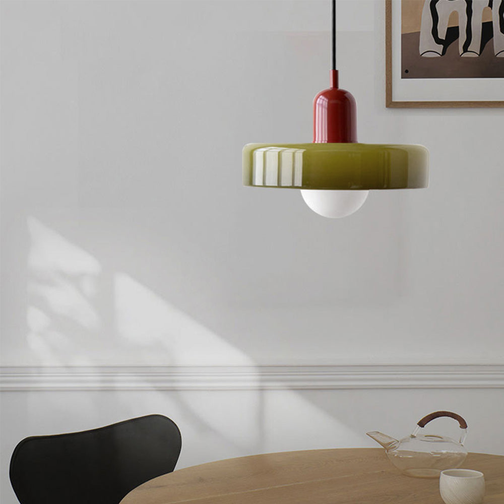 Hanglamp Retro met Glazen Kap en Ronde Bol Lichtbron