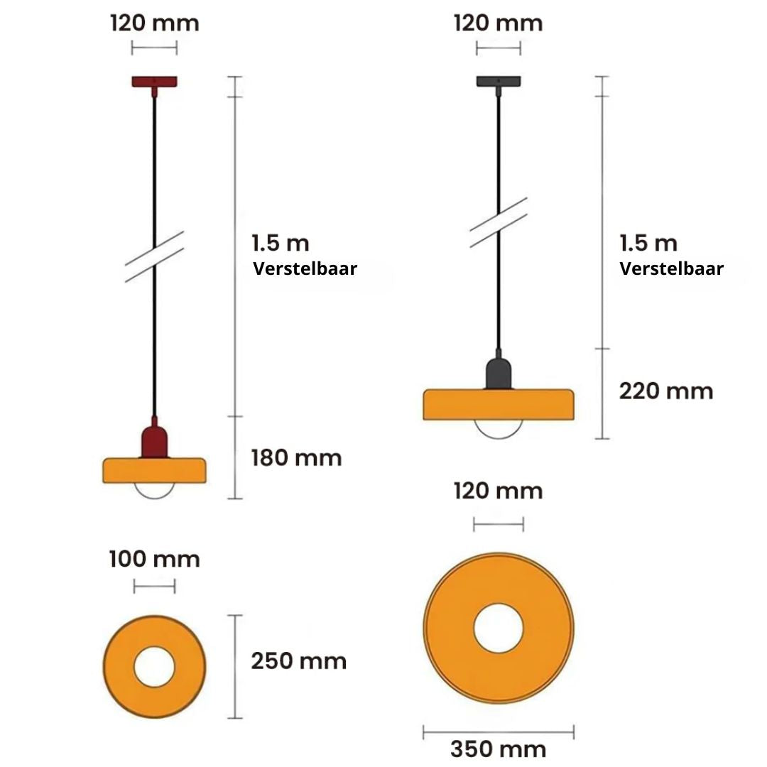 Hanglamp Retro met Glazen Kap en Ronde Bol Lichtbron