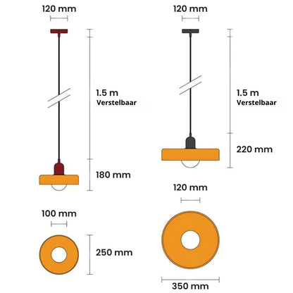 Hanglamp Retro met Glazen Kap en Ronde Bol Lichtbron