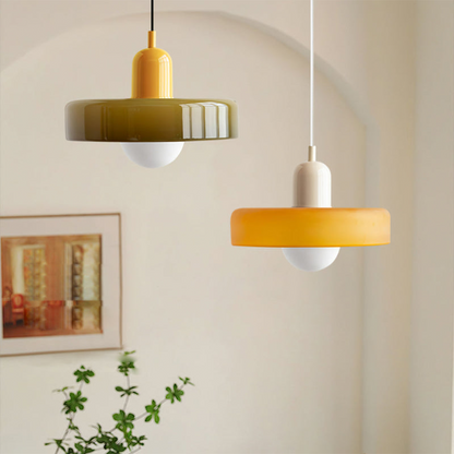 Hanglamp Retro met Glazen Kap en Ronde Bol Lichtbron