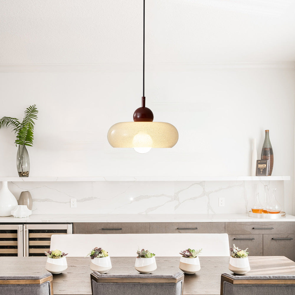 Hanglamp Retro met Glazen Kap en Ronde Fitting