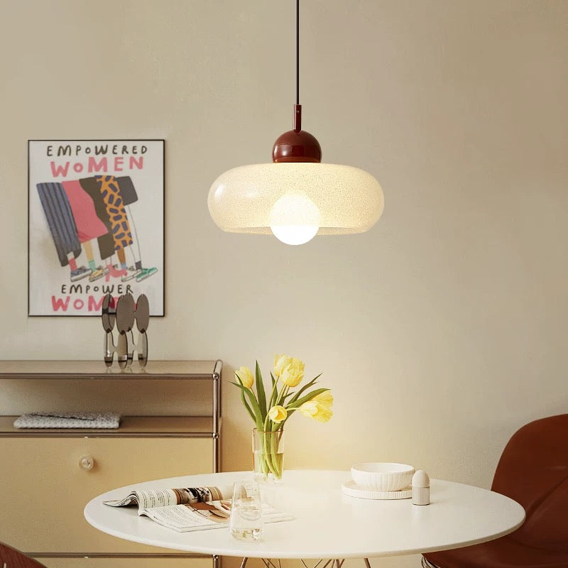 Hanglamp Retro met Glazen Kap en Ronde Fitting