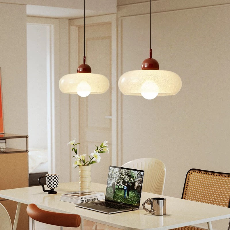 Hanglamp Retro met Glazen Kap en Ronde Fitting