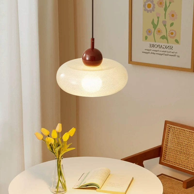Hanglamp Retro met Glazen Kap en Ronde Fitting